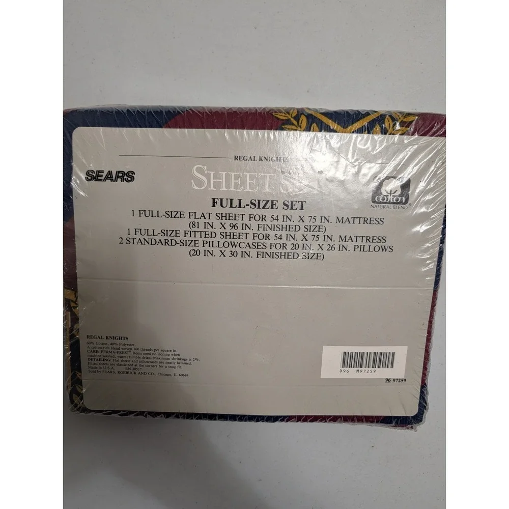 Vintage Sears Sheets Full Sized Set Regal Knights‎ Perma Prest